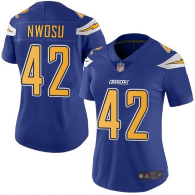 Los Angeles Chargers NFL Football Uchenna Nwosu Electric Blue Jersey Women Limited 42 Rush Vapor Untouchable